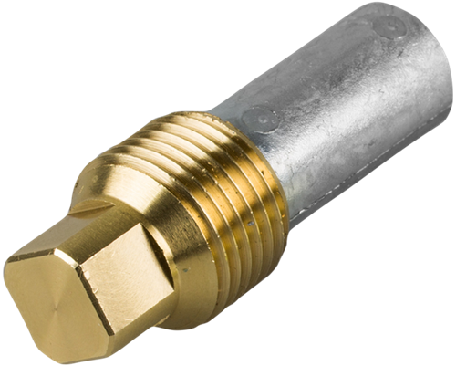 Tecnoseal Volvo Penta potloodanode Ø15 - Lengte 40 mm - met messing plug - th.1/2 -  Bspt - zink+messing