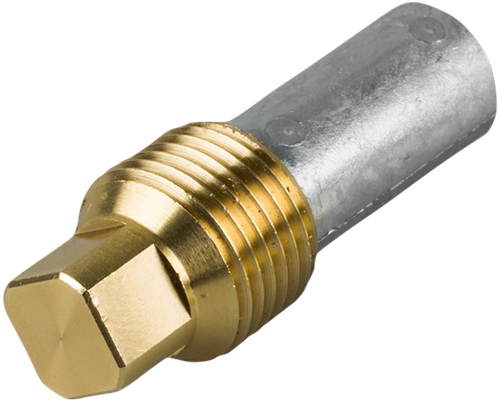 Tecnoseal Volvo Penta potloodanode Ø15 - Lengte 40 mm - met messing plug - th.1/2 -  Bspt - aluminium+messing