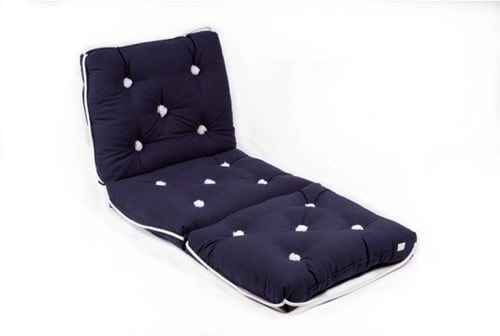 Kapok Kussen - drie dubbel - blauw - 105 x 45 x 3 cm