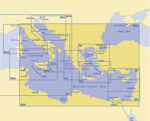 Imray kaart M 20 Sardinia tot Cyprus