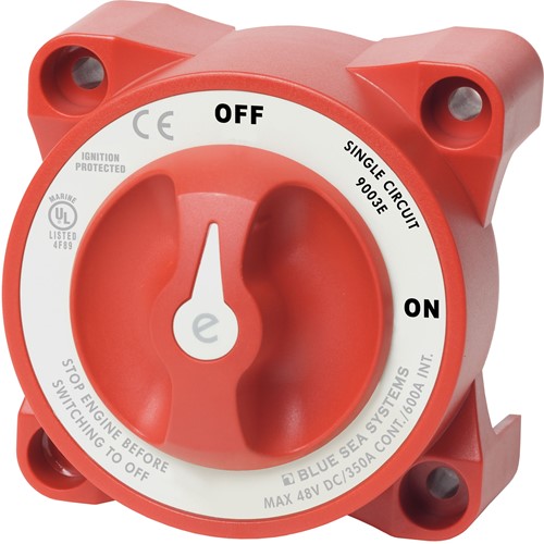 Blue Sea e-Series Accuschakelaar - 1-polig - 350A - Aan-Uit - 98 x 98 x 80 mm