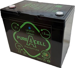 PureAcell® LiFePO4 12v 100Ah / 1.4kWh Lithium accu