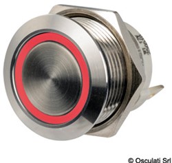 Osculati Platte RVS Schakelaar - Terugverend ( Aan) /Uit - 12/24V - 20A - Rood
