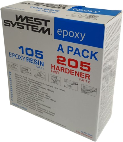 West System Epoxy 205A - 1,2 kg - set van hars en harder - 205 Snelle verharder