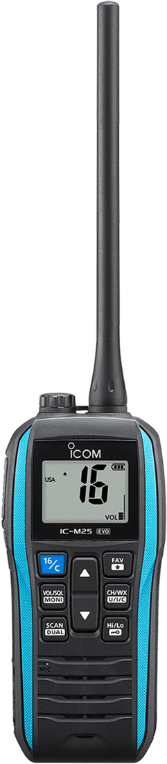 Icom M25 EVO Handmarifoon - Blauw - USB oplaadbaar George Kniest