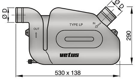 VETUS kunststof waterlock type LP60 - voor slang 60 mm