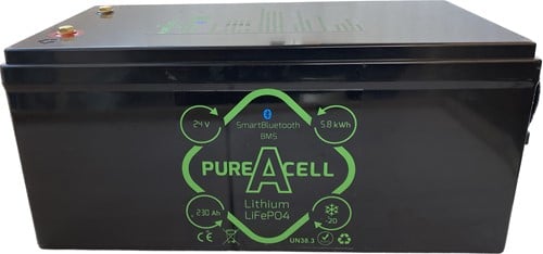 PureAcell® LiFePO4 24v 230Ah / 5.8 kWh Lithium accu 