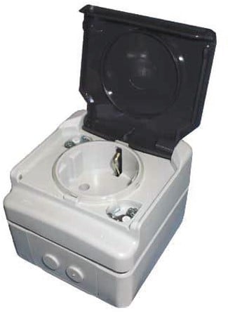 Wandcontactdoos IP55 - 1-voudig - opbouw - grijs - met randaarde