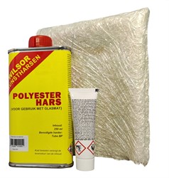 Wilsor Polyester reparatieset - 250ml (hars,mat,harder)