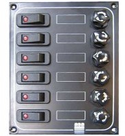 ASA Schakelpaneel 6 schakelaars - Zwart - Aluminium - 12/24V