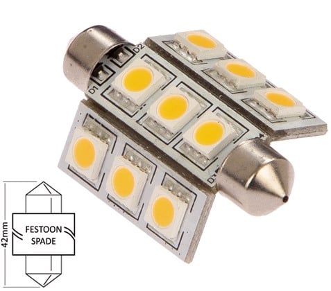 NauticLED  Buis 42mm 10-35VDC 2.0W/15W WW