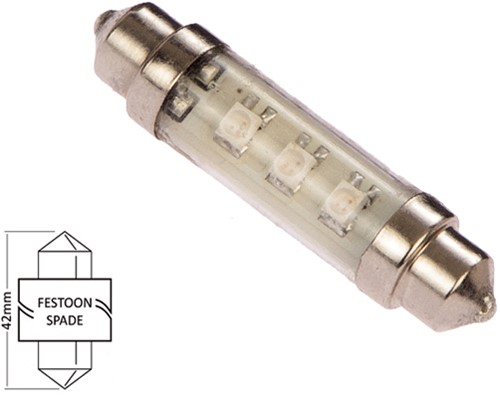 NauticLED  Buis 42mm 10-30VDC 0.6W/5W WW