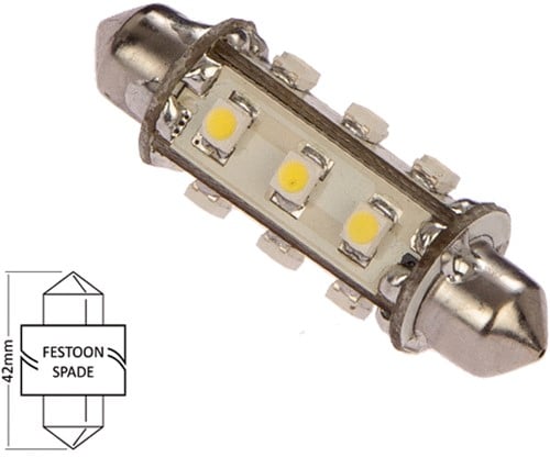 NauticLED  Buis 42mm 10-30VDC 1.2W/10W WW