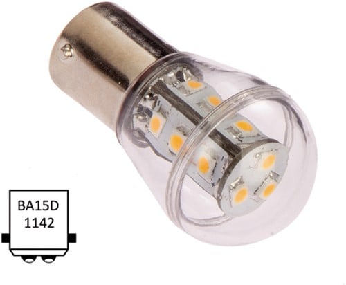 NauticLED  Ba15D dubbel 10-35VDC 1.6W/15W WW