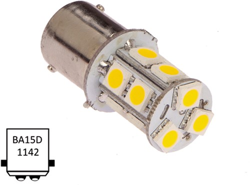 NauticLED  Ba15D dubbel 10-30VDC 2.0W/20W WW