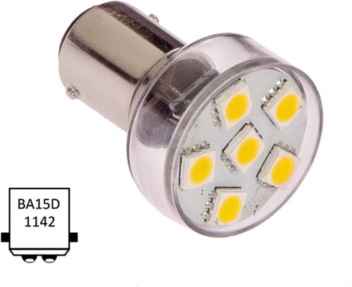 NauticLED  Ba15D dubbel 10-35VDC 1.0W/10W WW