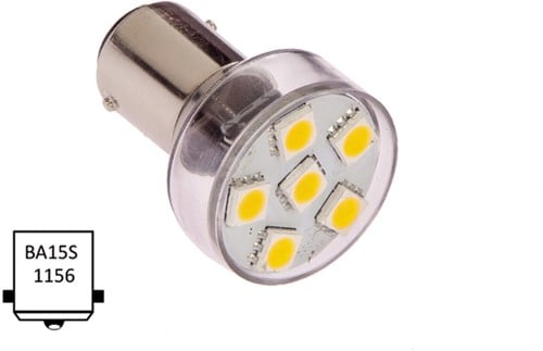 NauticLED  Ba15S enkel 10-35VDC 1.0W/10W WW