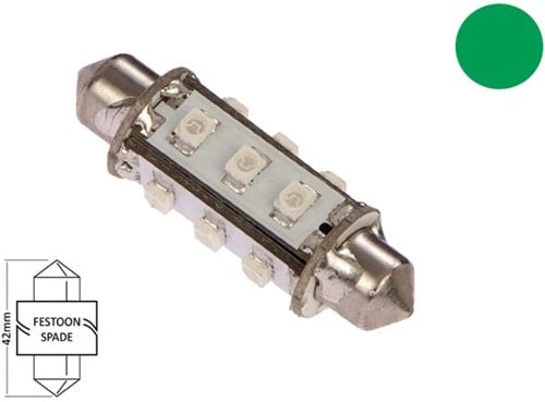 NauticLED  Buis 42 10-30VDC 1.2W/10W groen