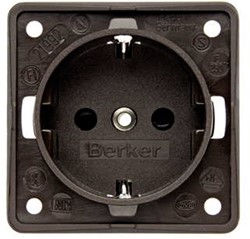 Berker Contactdoos - 2-polig + aarde - bruin