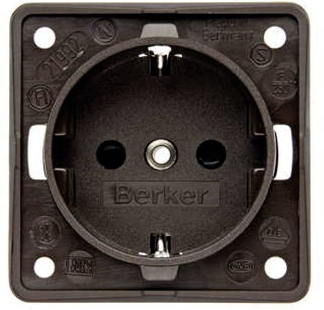 Berker Contactdoos - 2-polig + aarde - bruin