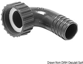 Osculati Draaibare haakse slangadapter - tbv afvoer - slangaansluiting 25 mm