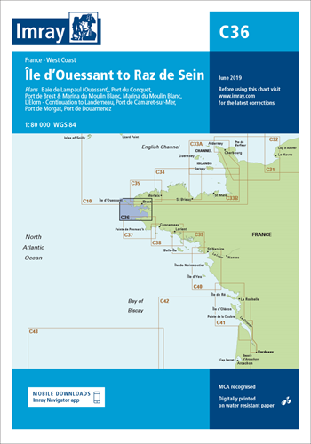 Imray kaart - C36 Île d’Ouessant to Raz de Seine