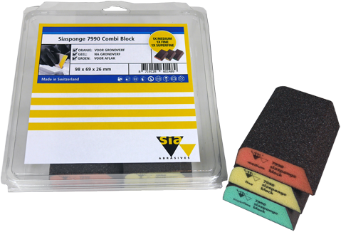 SiaSponge 7990 Combiblock 69x98mm 1xMedium 1xFine 1xS-Fine