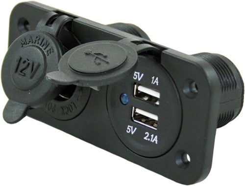 Haba  USB 12V contactdoos+2x uitvoer inbouw