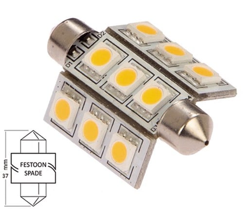 NauticLED  Buis 37mm 10-35VDC 2.0W/15W WW