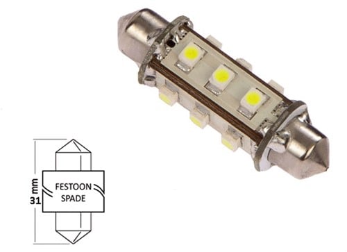 NauticLED  Buis 31 10-30VDC 0.8W/8W wit