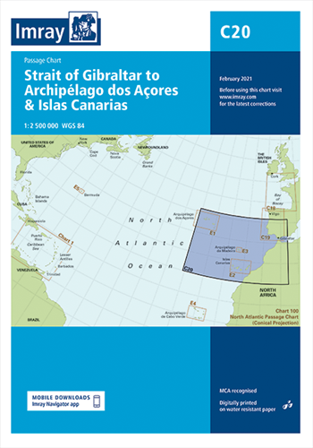 Imray kaart - C20 Strait of Gibraltar to Archipélago dos Açores & Islas Canarias Passage Chart