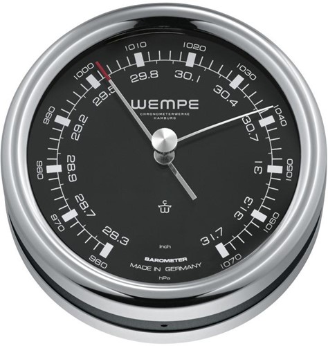 Wempe Pilot III Barometer - RVS - Ø 100 x 35 mm