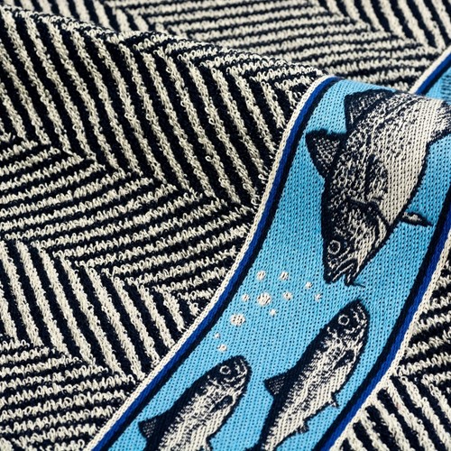 Bunzlau Castle Handdoek Fish - navy Blue - 65 x 65 cm