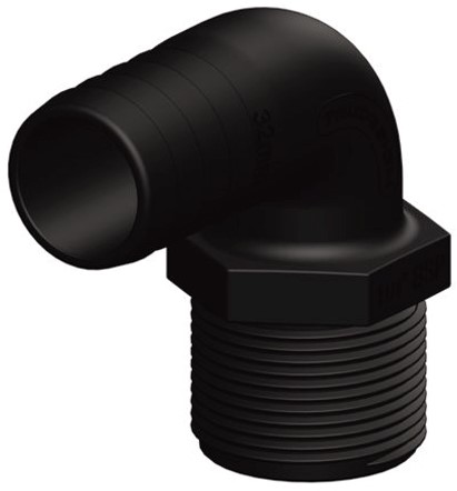 TruDesign slangtule (slangpilaar) haaks - 1/2 inch x 13 mm - zwart