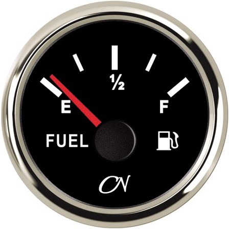 CN brandstofmeter (tankmeter) 0-190 ohm - 52 mm - zwart/chroom