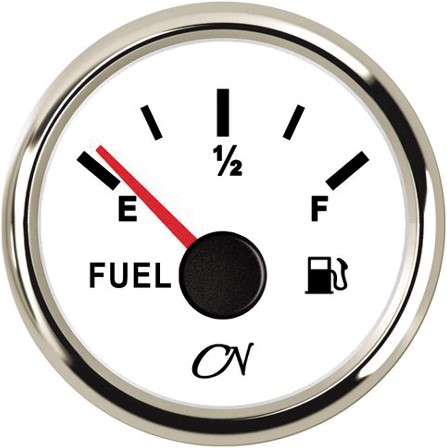 CN Brandstofmeter 0-190 Ohm - wit/zwart - 52 mm