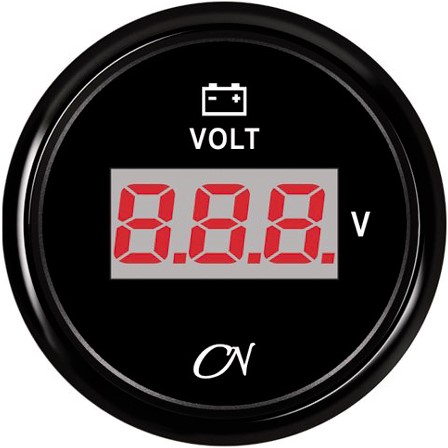 CN Voltmeter digitaal zwart/zwart - 52 mm