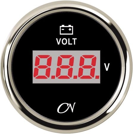 CN Voltmeter digitaal zwart/chroom - 52 mm