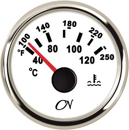 CN Koelwatertemp.  0-190 Ohm wit/chroom - 52 mm