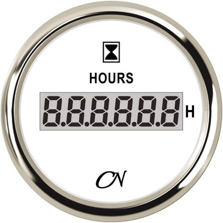 CN Urenteller digitaal wit/chroom - 52 mm