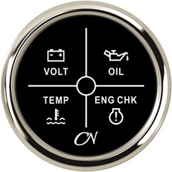 CN Alarminstrument zwart/chroom - 52 mm