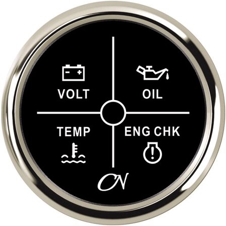 CN Alarminstrument zwart/chroom - 52 mm