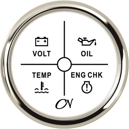 CN Alarminstrument wit/chroom - 52 mm