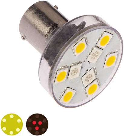 NauticLED  Ba15D dual W/RD 10-30V, 0,5/1.4/10W