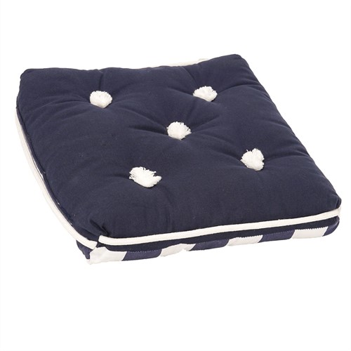 Kapok Kussen mini - blauw / blauw-wit - 34 x 34 x 3 cm