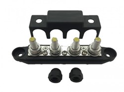 Busbar verdeelstrip met afdekkap - Zwart - M8 - 4-voudig