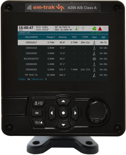 Em Trak Class A A200 Ais transponder met interne GPS - NMEA2000 - NMEA0183