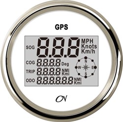 CN GPS snelheidsmeter - 52 mm - wit/chroom