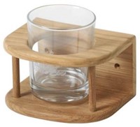 Teak Glazenhouder gebogen - 1 glas - 13 x 10,2 x 7,4 cm