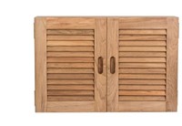 Teak houten kast met 2 louvredeuren - 56 x 12 x 33 cm